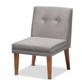 Baxton Studio - Stewart Mid-Century Modern Velvet Upholstered and Finished Wood Dining Chair - Grey/Walnut Brown