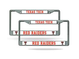 Rico Industries - Texas-Tech Raider's Chrome Metal License Plate Frame - Set of Two Frames - Multi