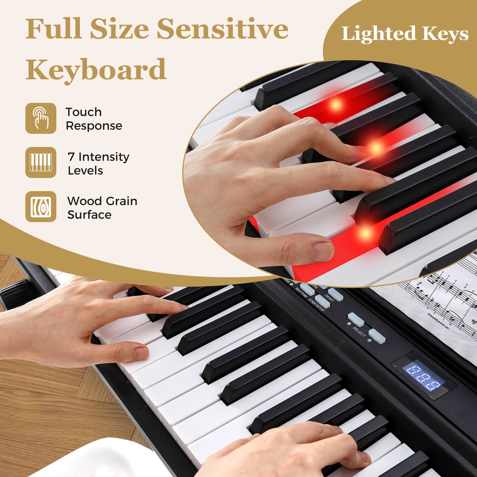 Full Size Sensitive Keyboard

- Touch Response
- 7 Intensity Levels
- Wood Grain Surface

Lighted Keys