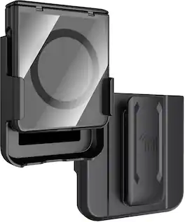 Nakedcellphone - Combo for Samsung Galaxy Z Flip 7 Phone - Case with Built-In Screen/Hinge Protector and Belt Clip Holster Holder - Black
