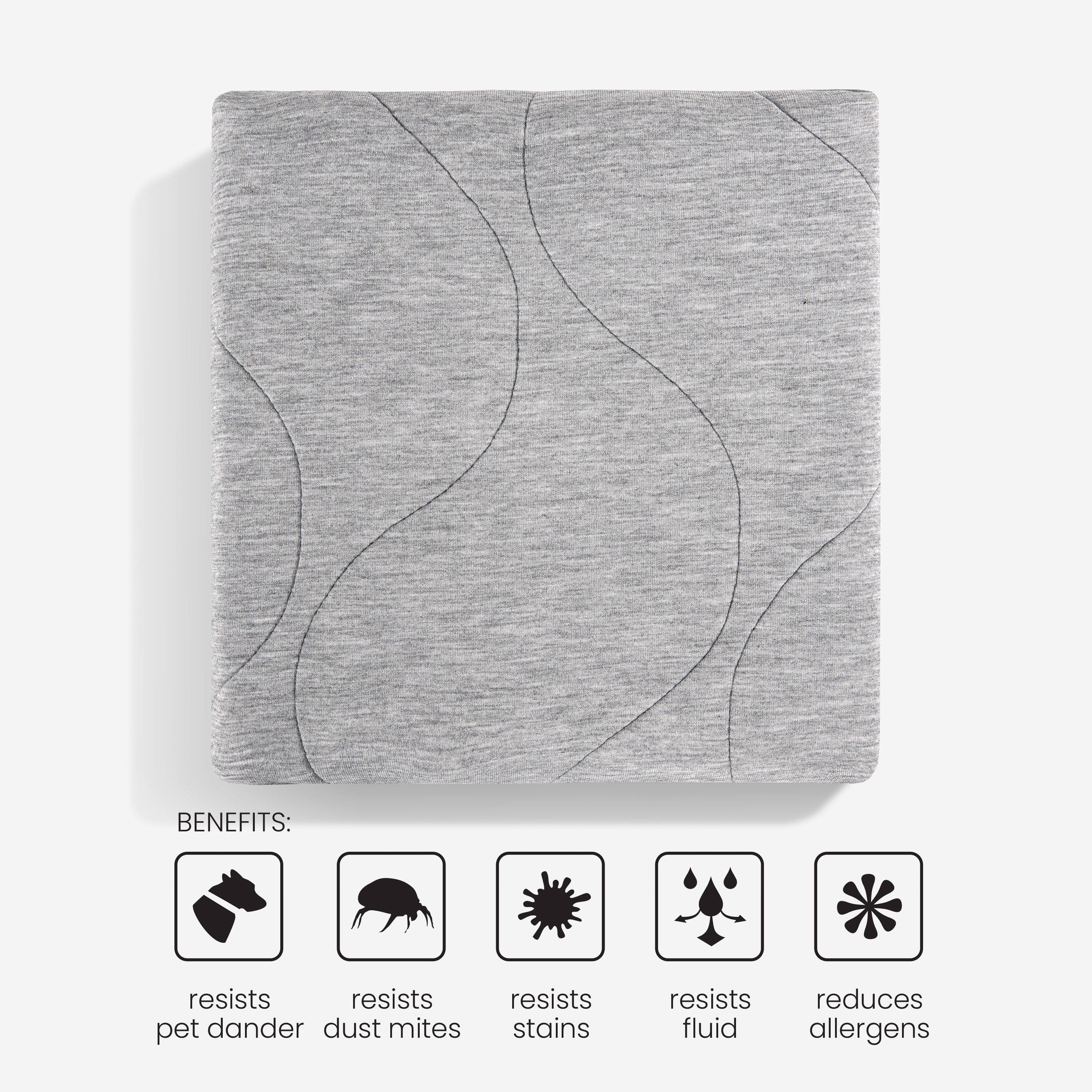 BENEFITS:
- resists pet dander
- resists dust mites
- resists stains
- resists fluid
- reduces allergens