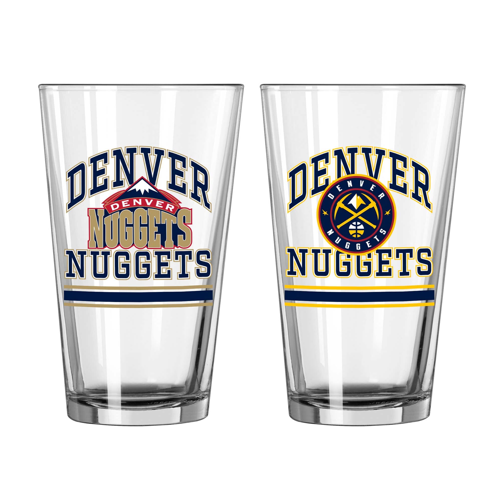 Logo Brands - Denver Nuggets 16oz. Pint Glass Two Pack - Multicolor