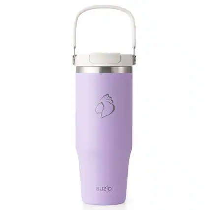 Front. Buzio - Insulated Tumbler with 2-in-1 Lid and Straw - Fits in Cup Holder - 32oz Purple.