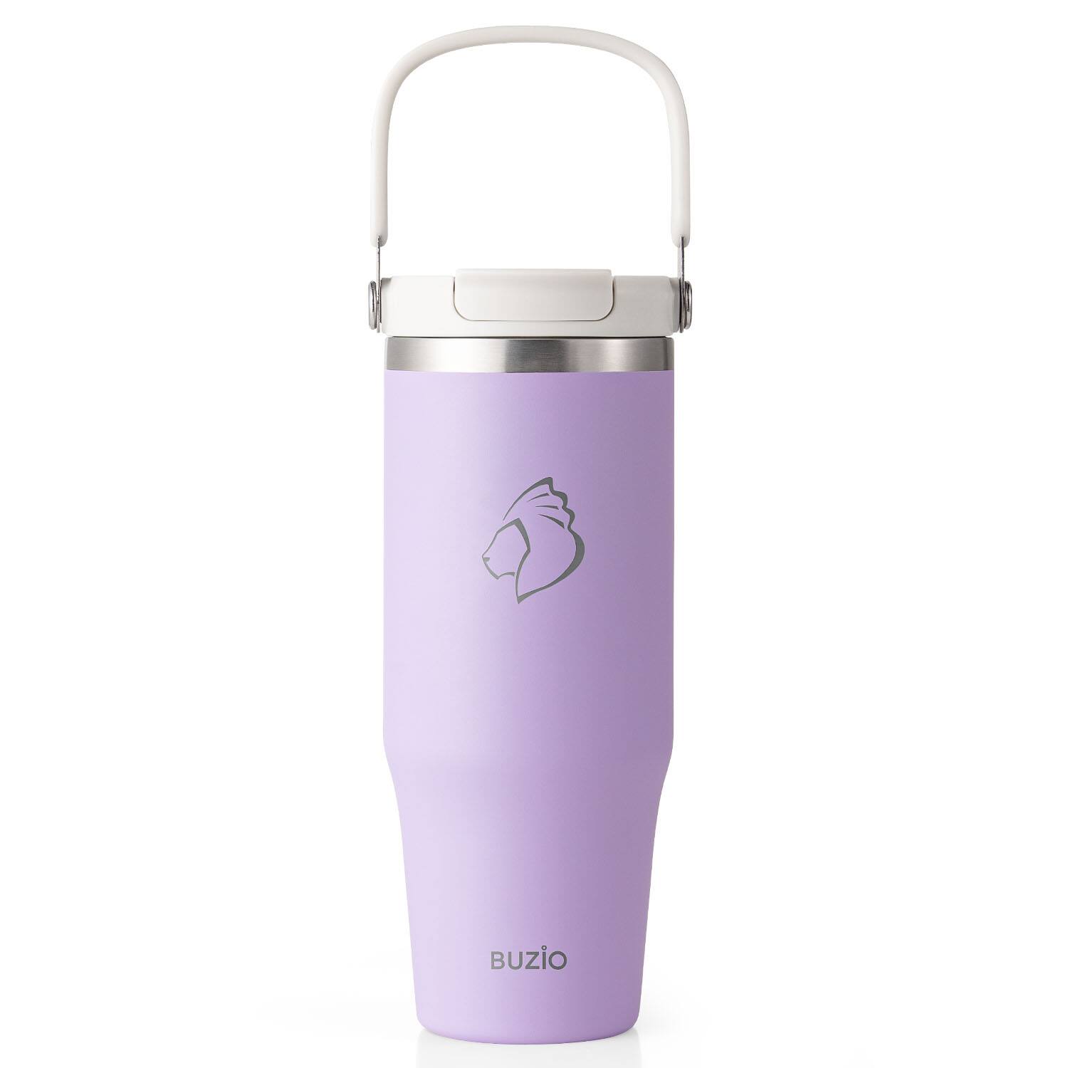 Front. Buzio - Insulated Tumbler with 2-in-1 Lid and Straw - Fits in Cup Holder - 32oz Purple.