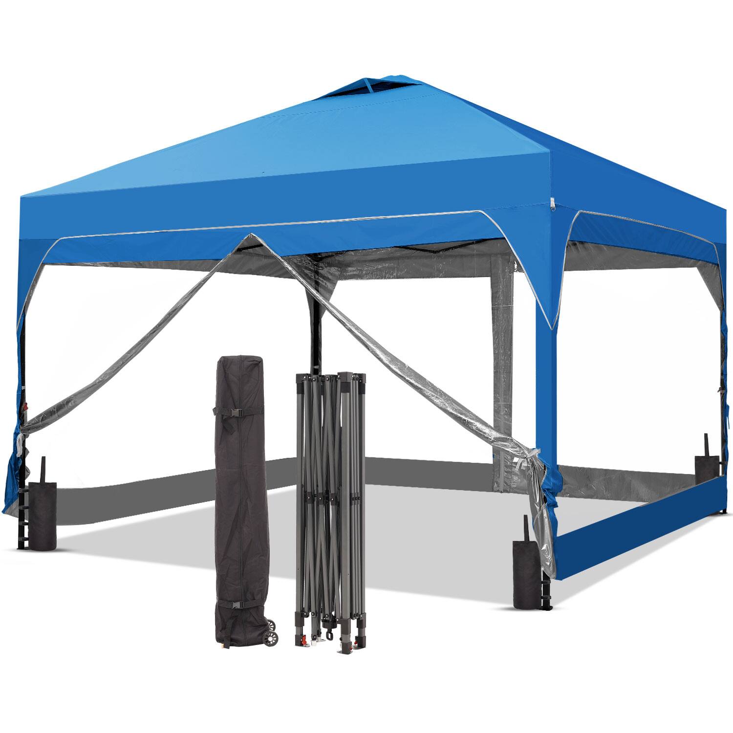 Alt View 3. Ainfox - Ainfox 12x12 Pop Up Canopy Tent,Outdoor Gazebo with Carrying Bag,Easy Up Canopy for Events,Parties,Camping - Blue.