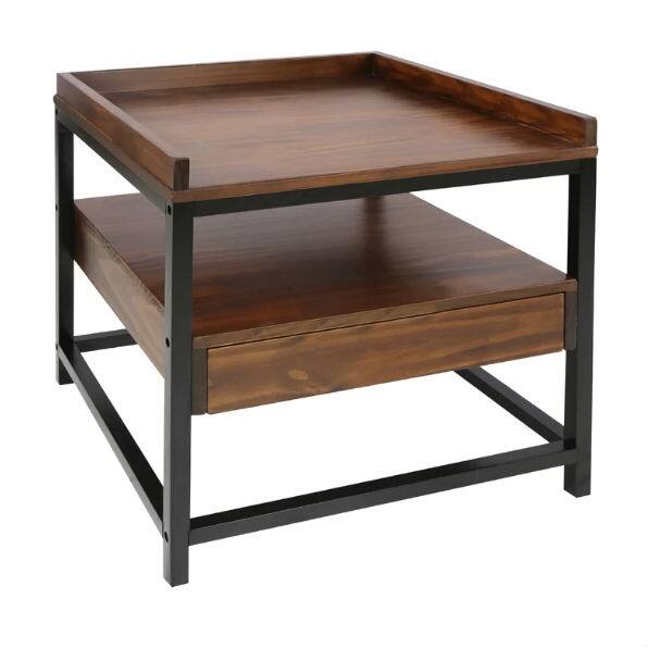 Angle. Hivvago - Hivvago Modern Solid Wood 1-Drawer End Table Nightstand - Mocha/Black.