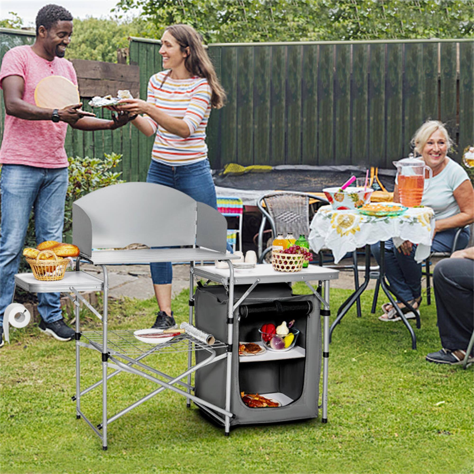 Alt View 3. Boyel Living - Gray Folding BBQ Grilling BBQ Grill Patio Table 575in L x 440in W x 220in H - Gray.