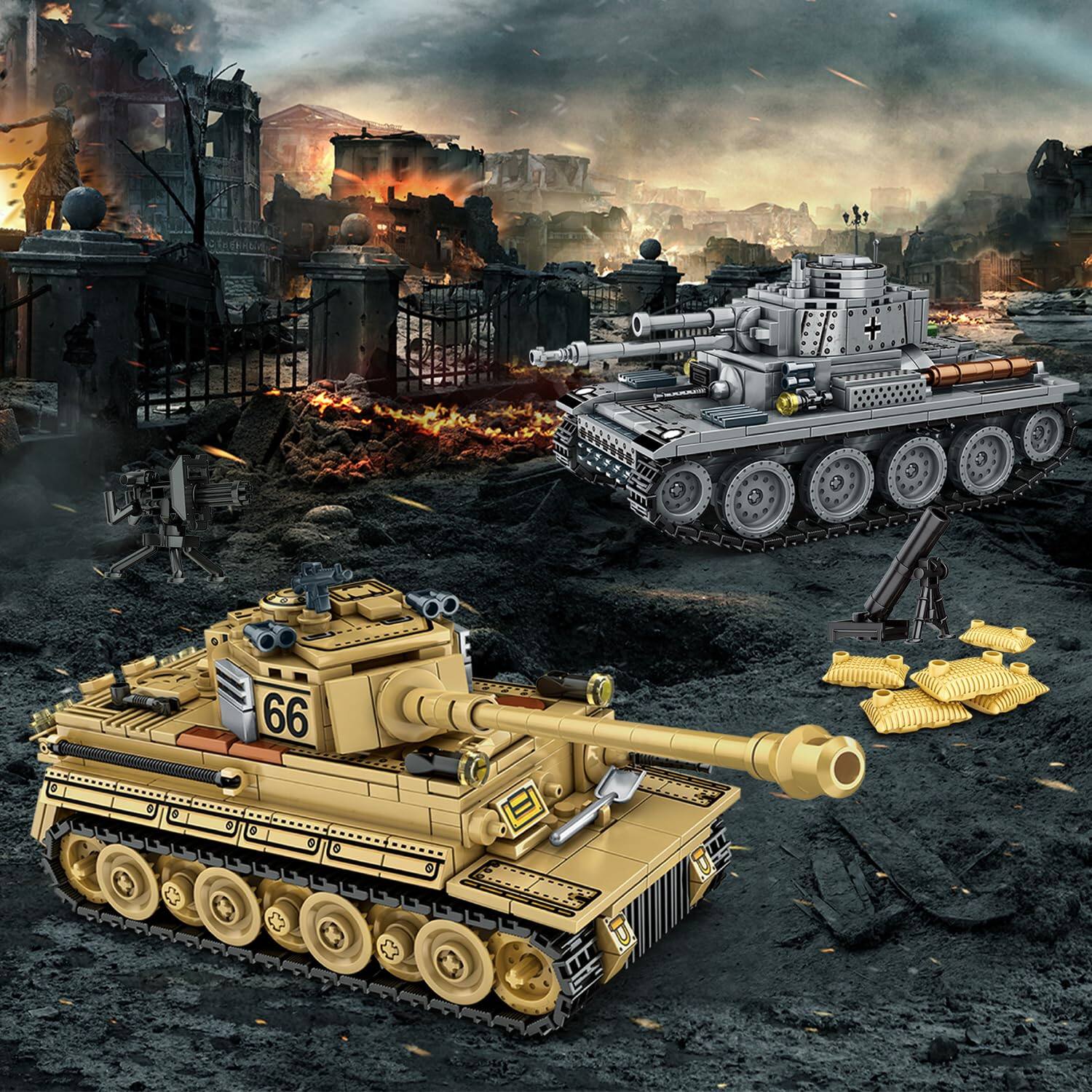 Alt View 3. EZTW1 - 1030 Piece Ww2 Army Tanks Building Sets Create A Panzer 38t And Tiger Tank Toys Adult Collectible To Build - Default.