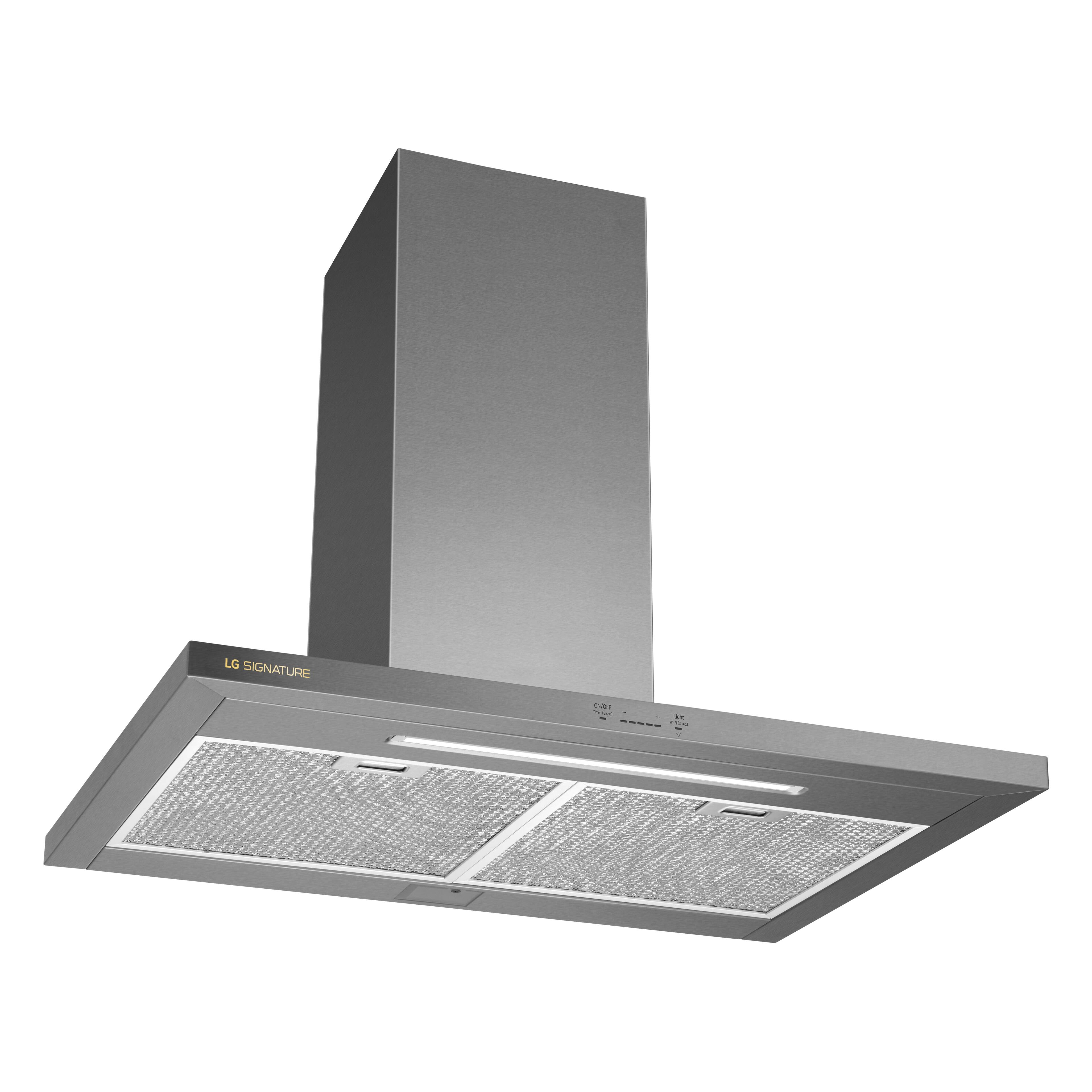 Alt View 4. LG - SIGNATURE 36-in Externally Vented Wall Mount Smart Range Hood - Stainless Steel.