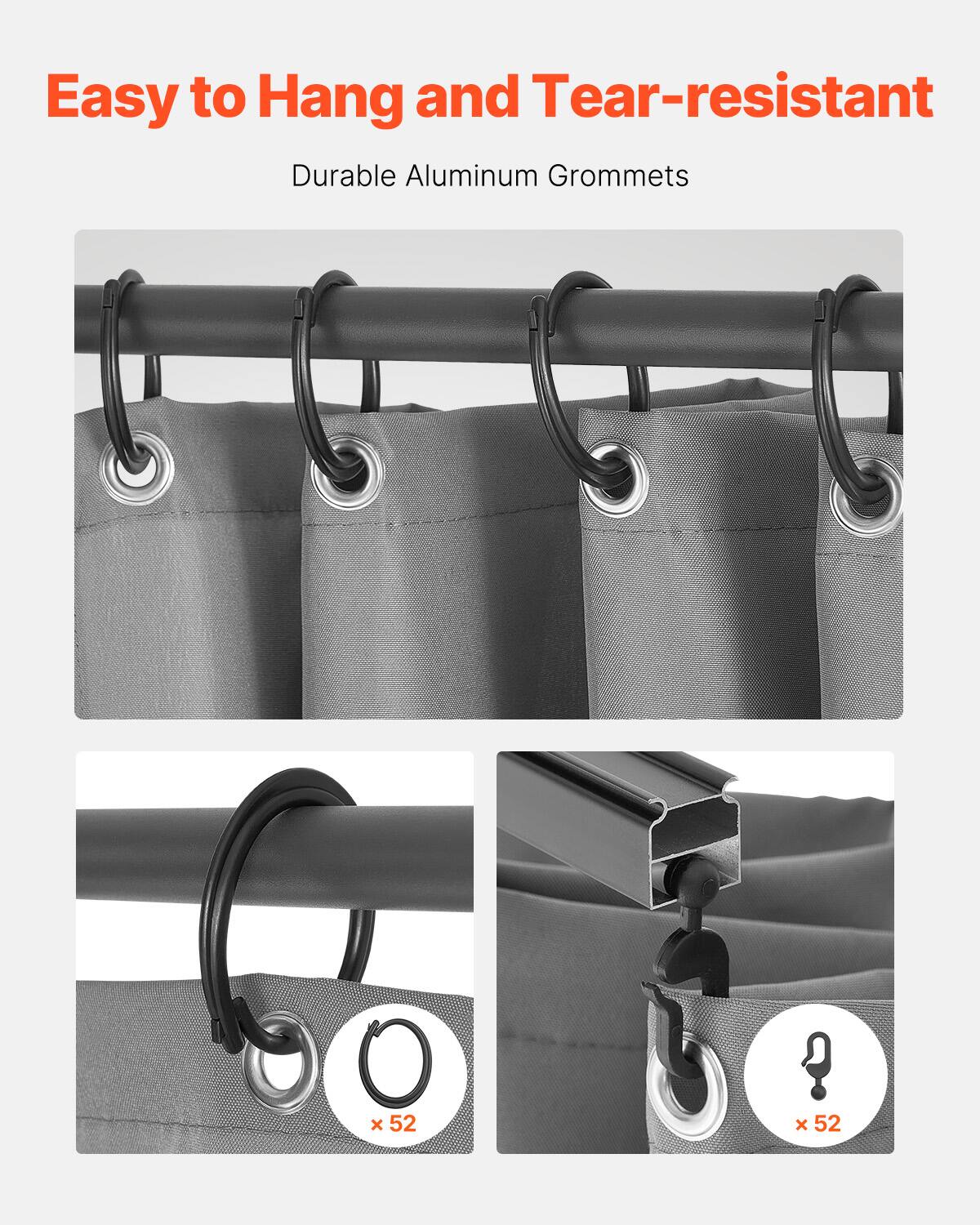 Easy to Hang and Tear-resistant  
Durable Aluminum Grommets x 52
