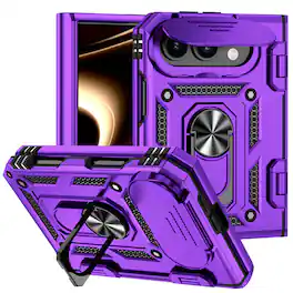 UUCOVER - Rugged Protective Case for Apple iPhone Duo,Shockproof TPU Hinge Protection PC Case Sliding Cover Ring Stand Cover - Purple
