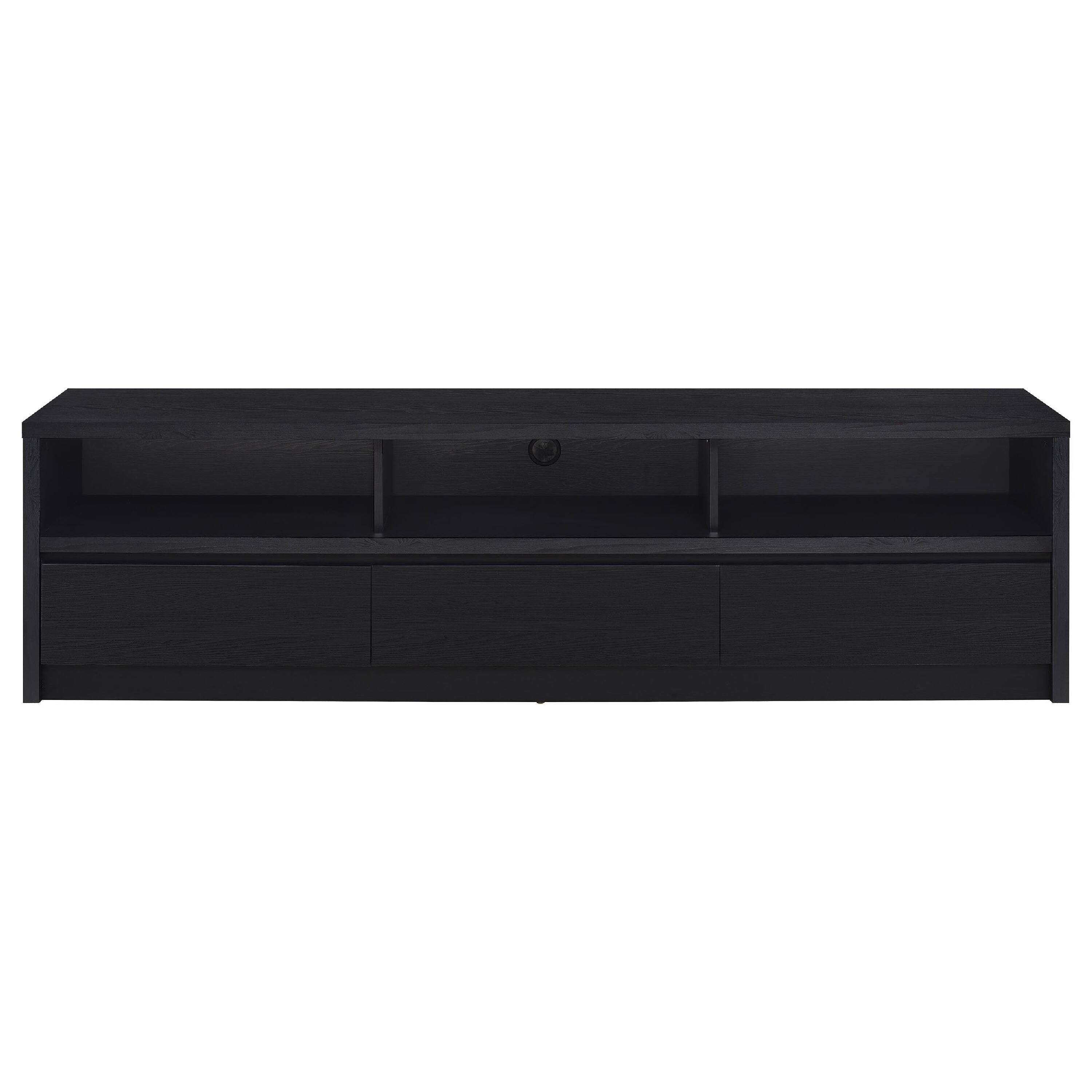 Alt View 4. Manhattan Lane - Rutvy TV Stand Media Console with Open Shelves, Black Wood 78 Inch - Black.
