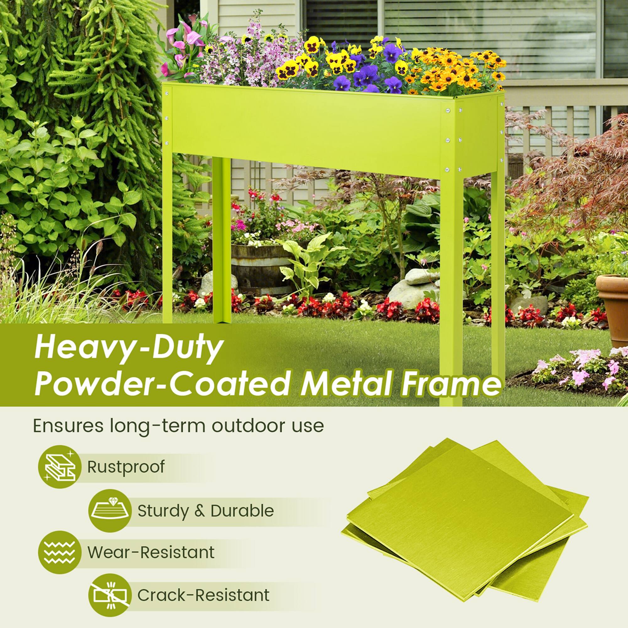 Heavy-Duty Powder-Coated Metal Frame Ensures long-term outdoor use Rustproof Sturdy & Durable Wear-Resistant Crack-Resistant