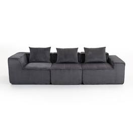 Kadyn - 111" Modular Sctional Couches with Deep Seat, Compression Cloud Sofa Soft Corduroy Upholstered for Living Room Bedroom - Gray