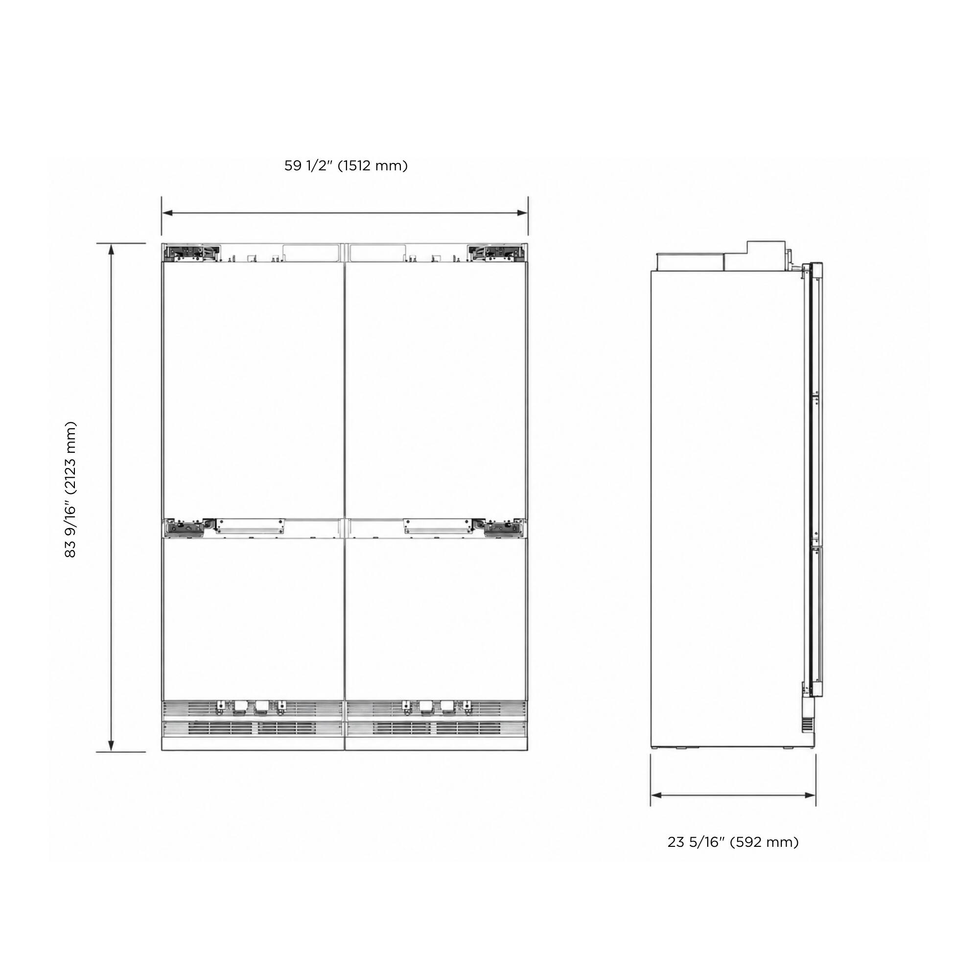 59 1/2" (1512 mm)  
83 9/16" (2123 mm)  
23 5/16" (592 mm)