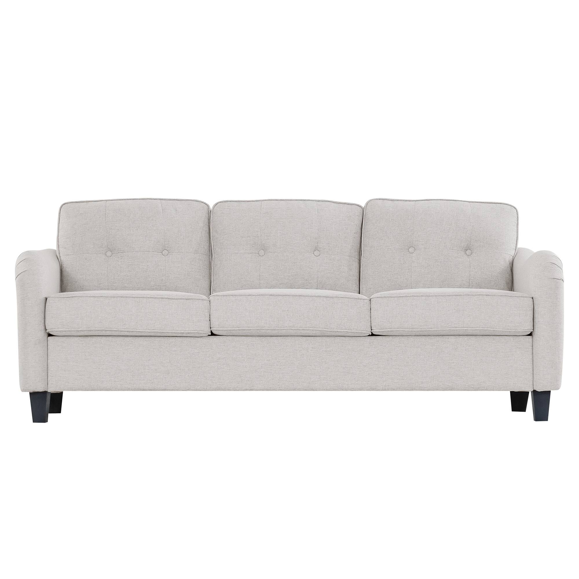 Front. Boyel Living - Modern 3-Piece Linen Fabric Living Room Set - Beige and Black.