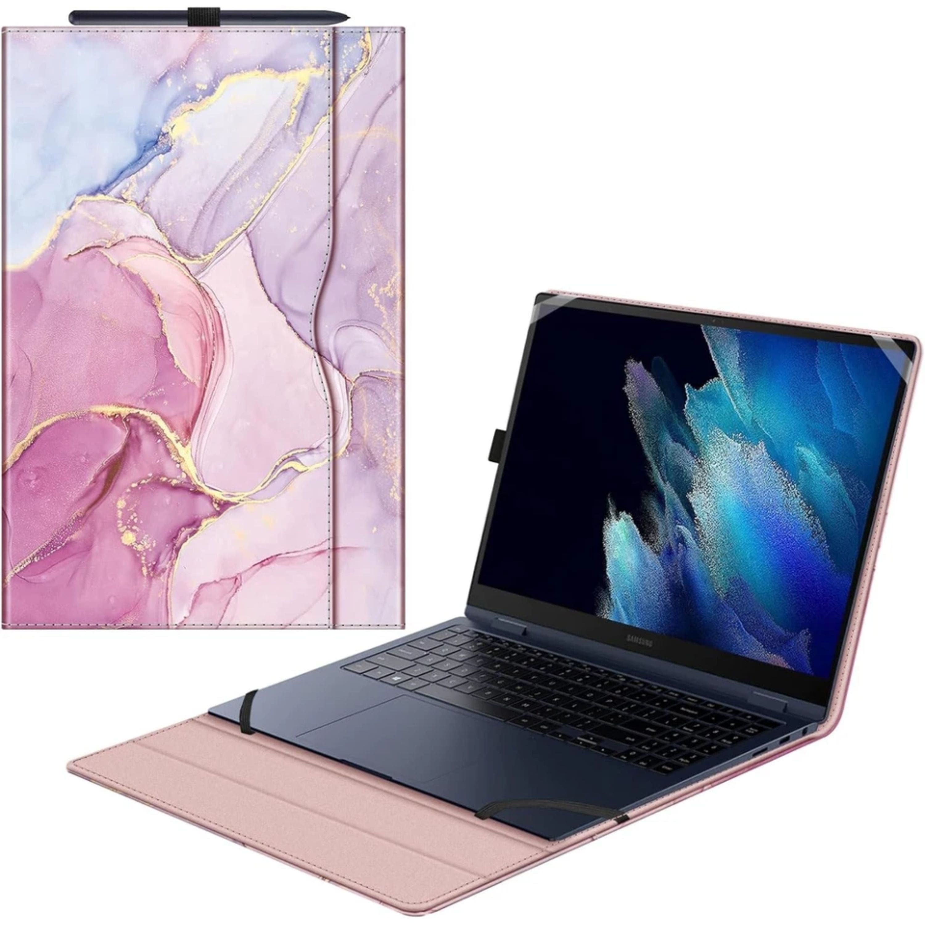 Kitcheniva - Sleeve Portfolio Case For 15.6" Samsung Galaxy Book2 Pro 360 NP950QED - Glittering Marble