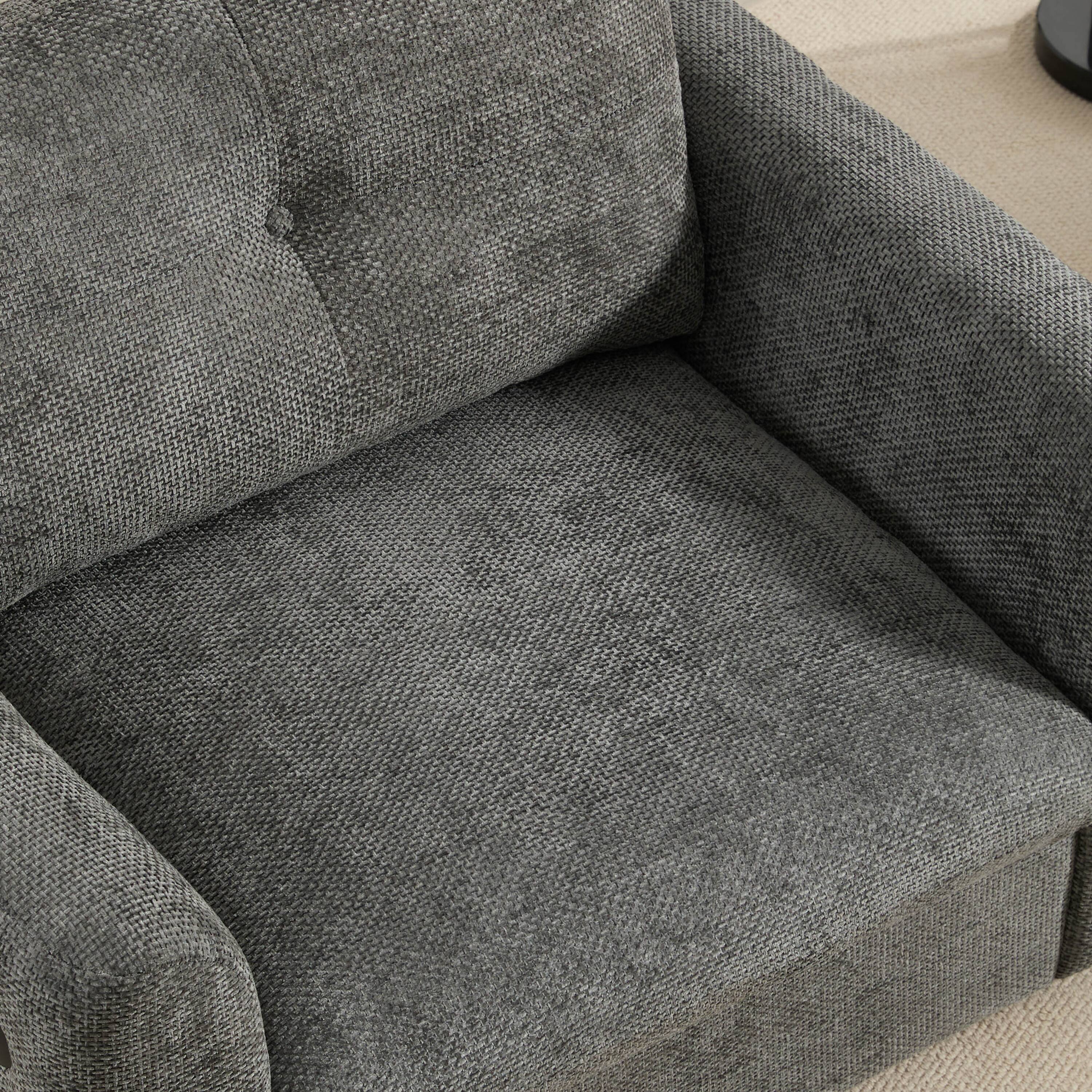 Alt View 5. Tiramisubest - Chenille Single Sofa,Armchair with Wide Seat,Dual-port Charger,Pull-line Tufted Design & High-density Foam,Grey - Gray.