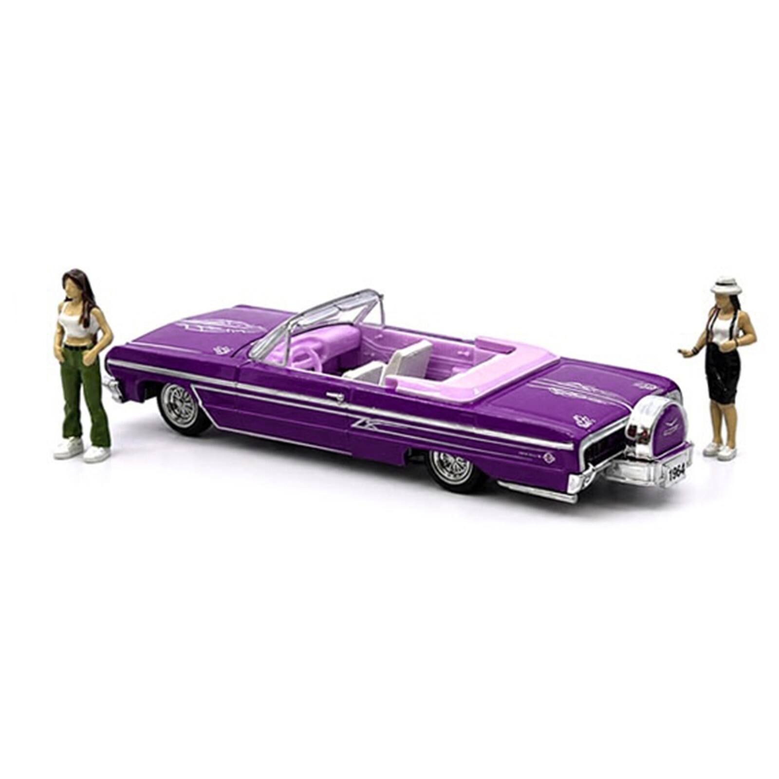 Alt View 1. M2 - 1964 Chevrolet Impala SS 409 Convertible Purple Metallic w/Purple & White Interior w/Figures 1/64 Models by M2 Machines.