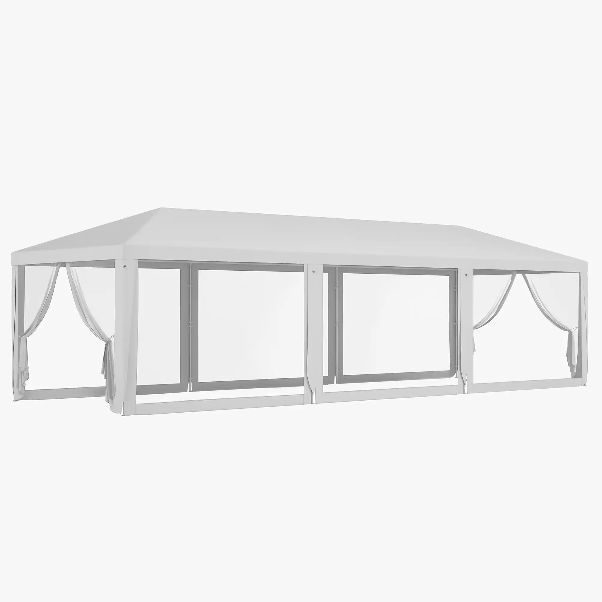 Outsunny - 10' x 28' Party Tent, Outdoor Wedding Canopy & Gazebo with Removable Sidewalls, Shade Shelter for Events, BBQs - White