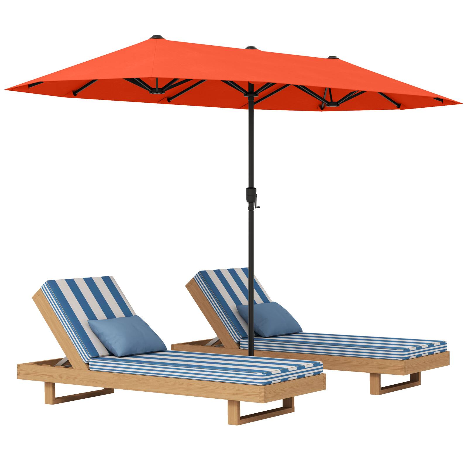Front. Gymax - Gymax 13 FT Double-sided Patio Umbrella Outdoor Large Twin Size Umbrella Orange - Orange.