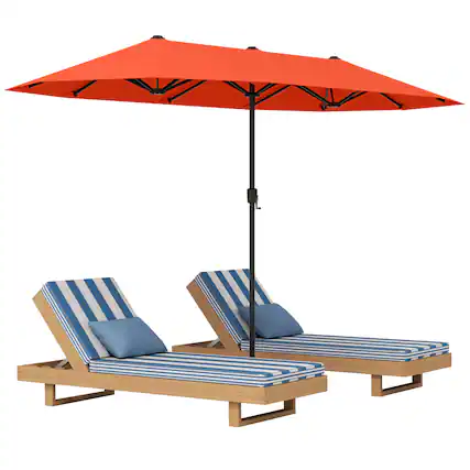 Front. Gymax - Gymax 13 FT Double-sided Patio Umbrella Outdoor Large Twin Size Umbrella Orange - Orange.