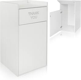 Alpine Industries - 40 Gallon Wood Food Tray Top Trash Can Receptacle Enclosure - White