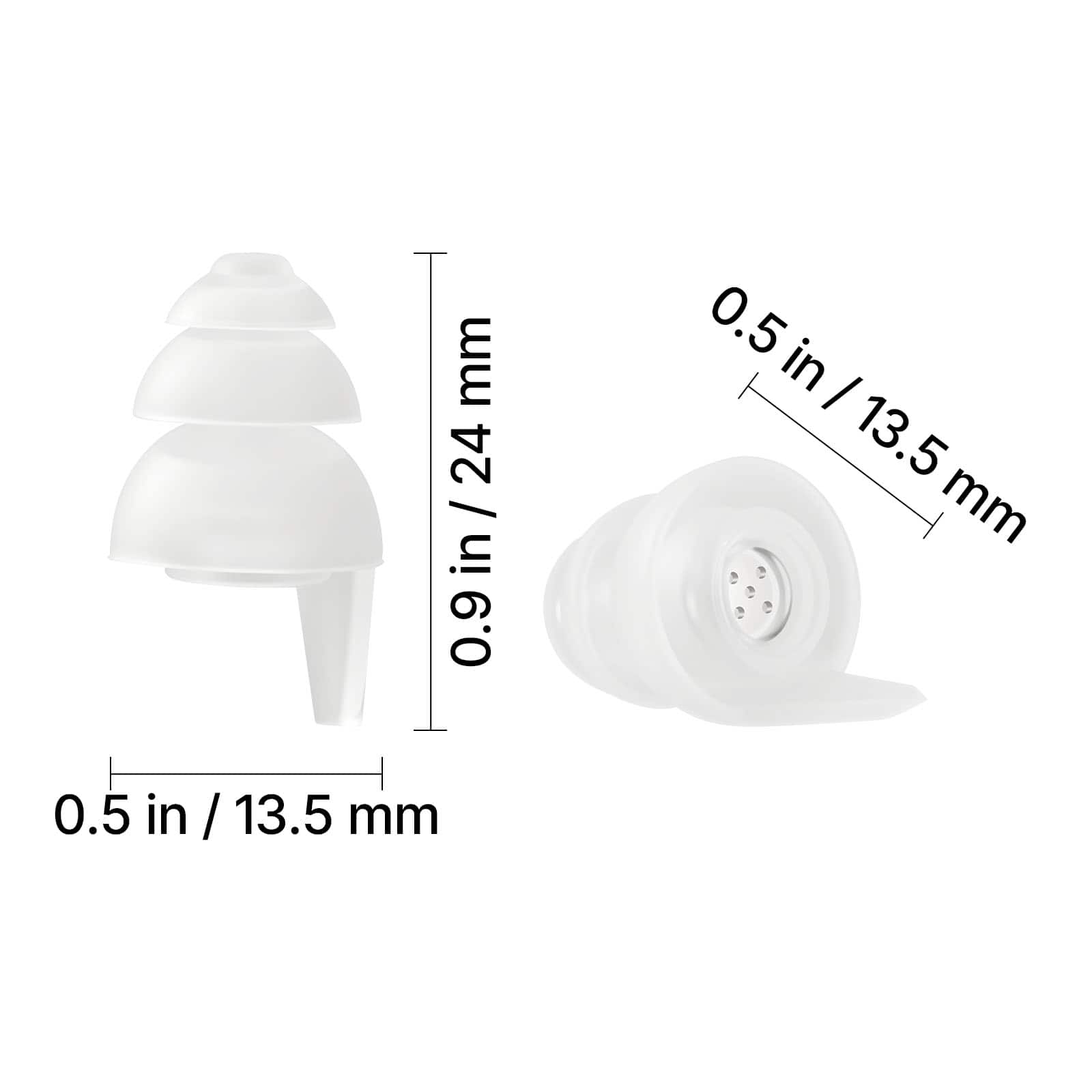 - 0.9 in / 24 mm
- 0.5 in / 13.5 mm
- 0.5 in / 13.5 mm