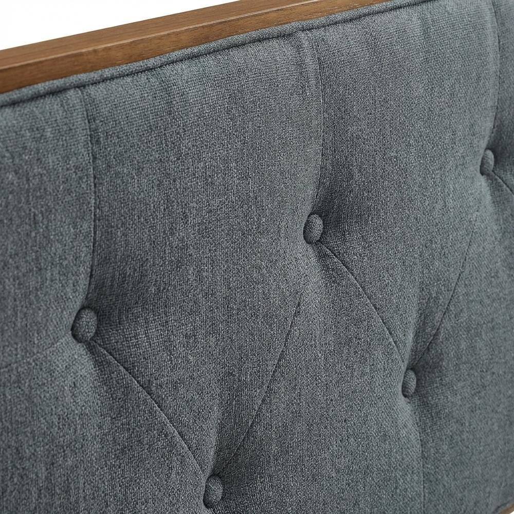 Back. FurniFact - Tufted Fabric Full Headboard with Wood Frame in Neutral Finish - Brown.