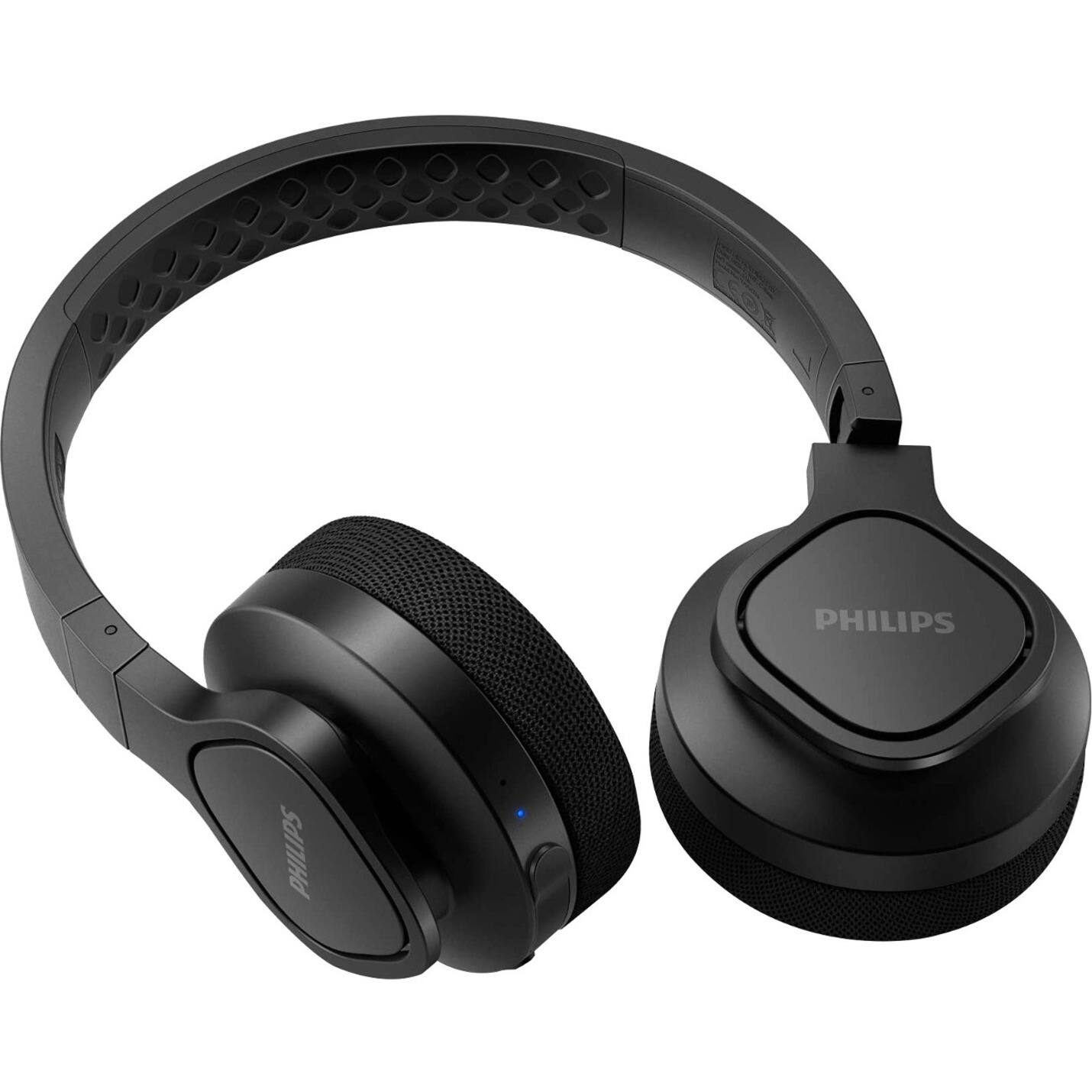 Front. Philips - Go Wired On-ear Headphones - Black.