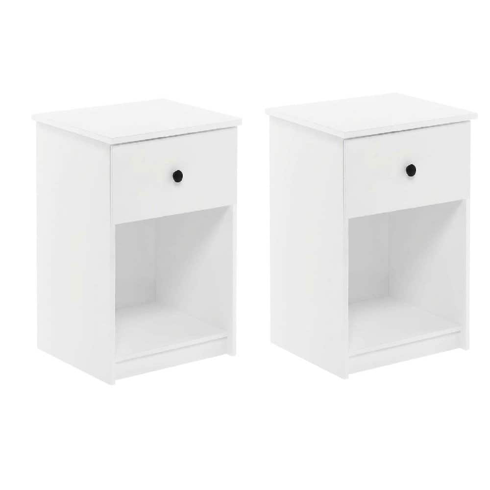 FurniFact - Nightstands with Spacious Drawer Set of 2 for Bedroom Storage - White