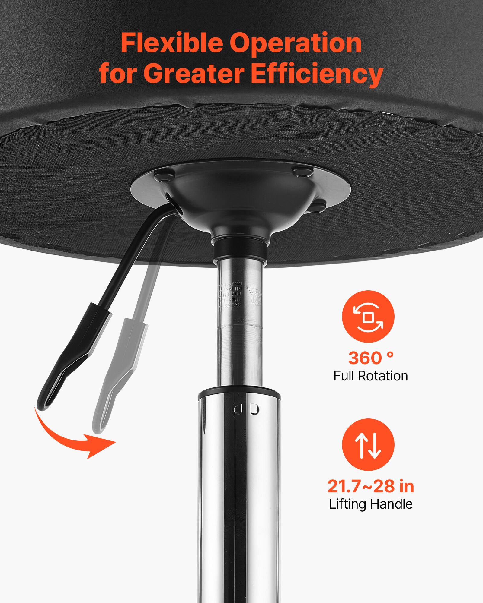 Flexible Operation for Greater Efficiency  
SOOC DC AN TEI TULE HUT CABS  
360° Full Rotation  
21.7~28 in Lifting Handle