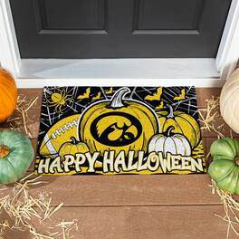 Evergreen Enterprises - Iowa Hawkeyes 28" x 16" Happy Halloween Turf Door Mat - Multicolor