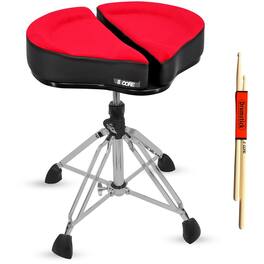 5 CORE - Drum Throne 4" Thick Padded Guitar Stool Drummer Chair Swivel Adjustable Musician Seat - Red