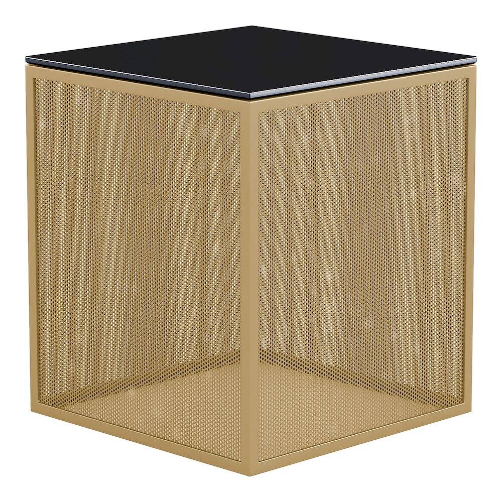 Alt View 2. Furniture of America - Kelforia Contemporary Glass Top Side Table - Gold.