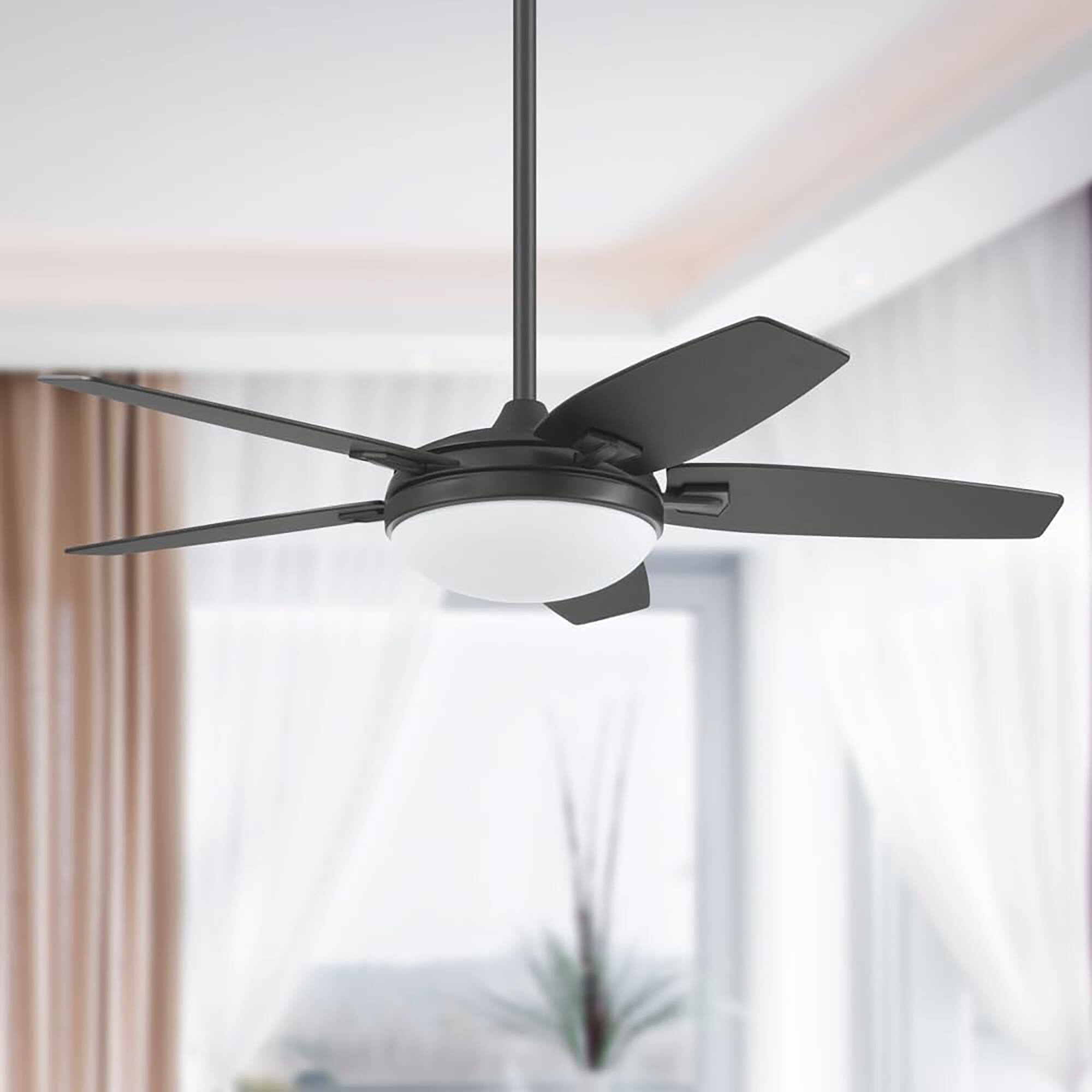 Alt View 3. Honeywell - Honeywell 48" Contemporary Ceiling Fan, LED Light, Remote Control, Carmel, Black - Black.