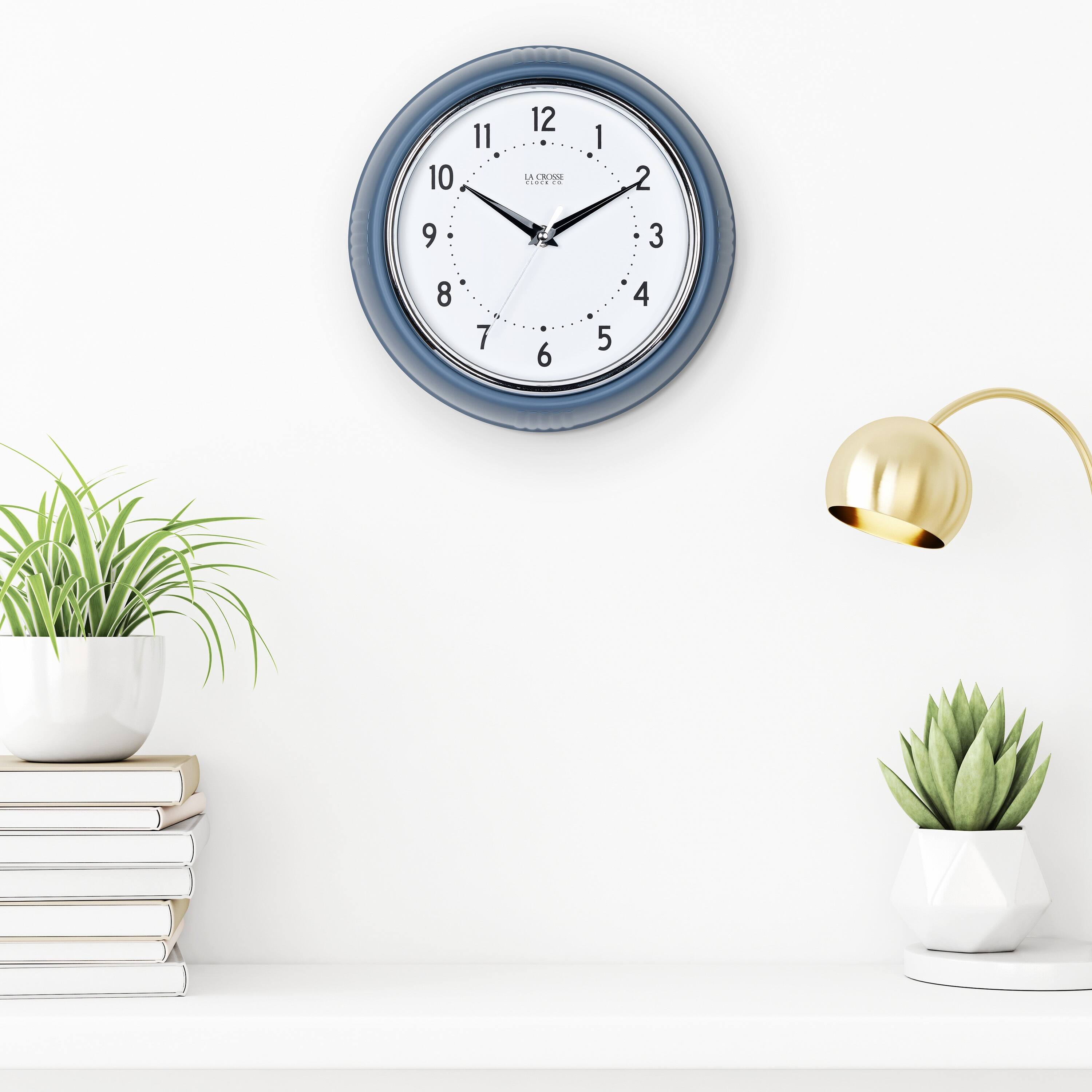 Alt View 1. La Crosse Clock Co. - 9.5 Inch Retro Diner Silent Sweep Quartz Wall Clock - Indigo Blue.
