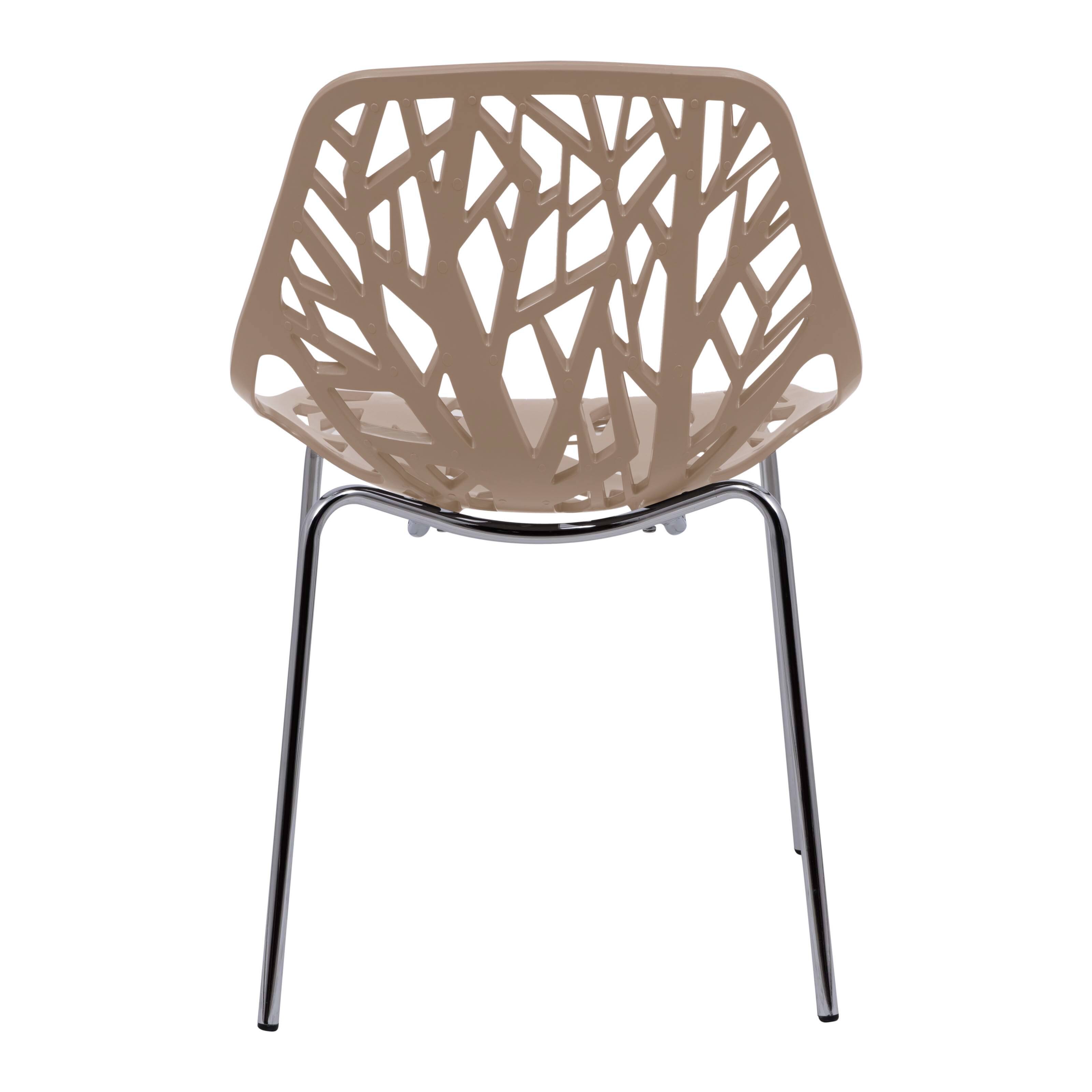 Alt View 6. LeisureMod - Asbury Stackable Modern Dining Chair with Cut Out Design and Chrome Legs Side Chair for Home Living Room - Taupe.
