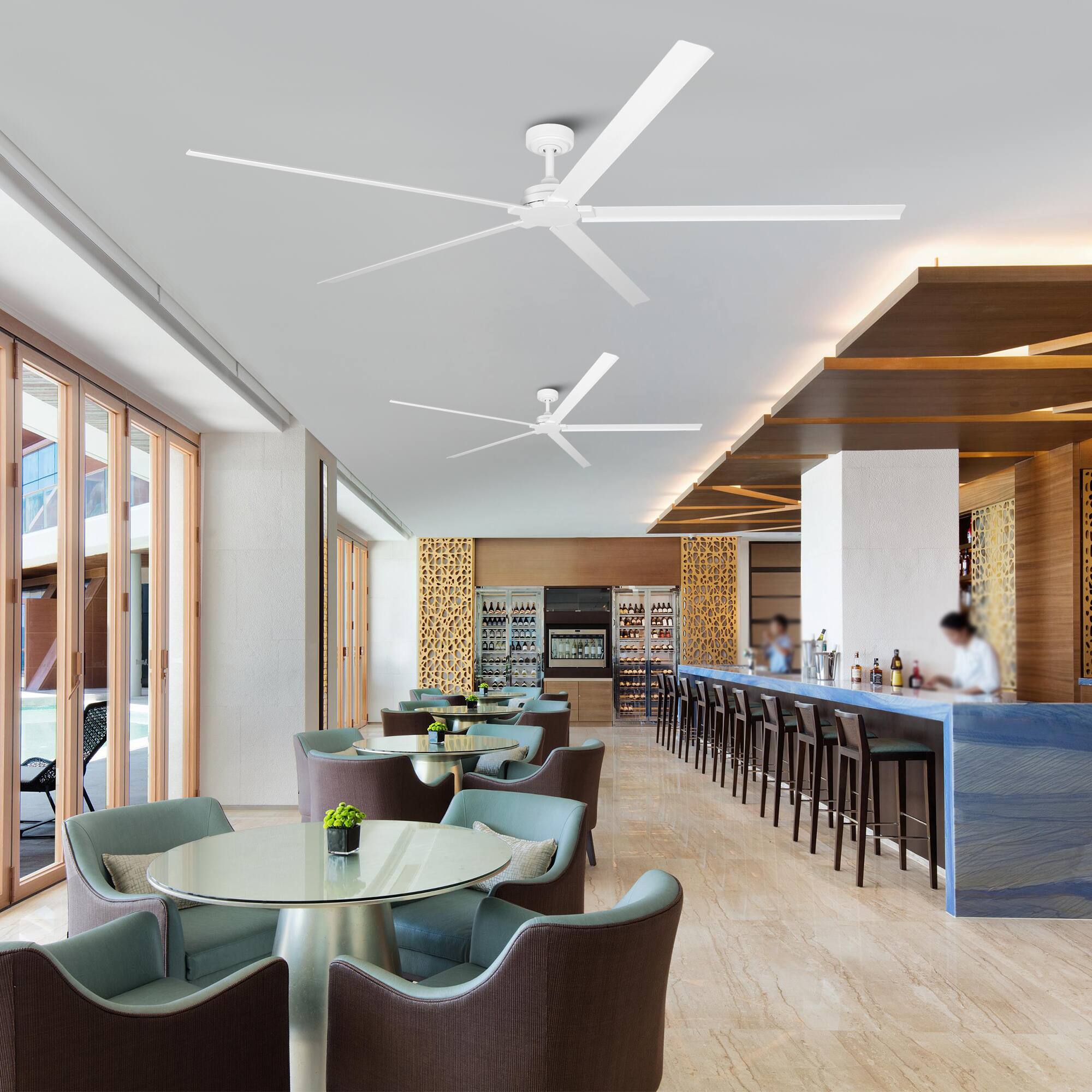 Alt View 1. Parrot Uncle - 84-Inch Wet-Rated Outdoor Aluminum Ceiling Fan with 6-Speed DC Motor & Remote – Ideal for Patios, Gazebos - White.