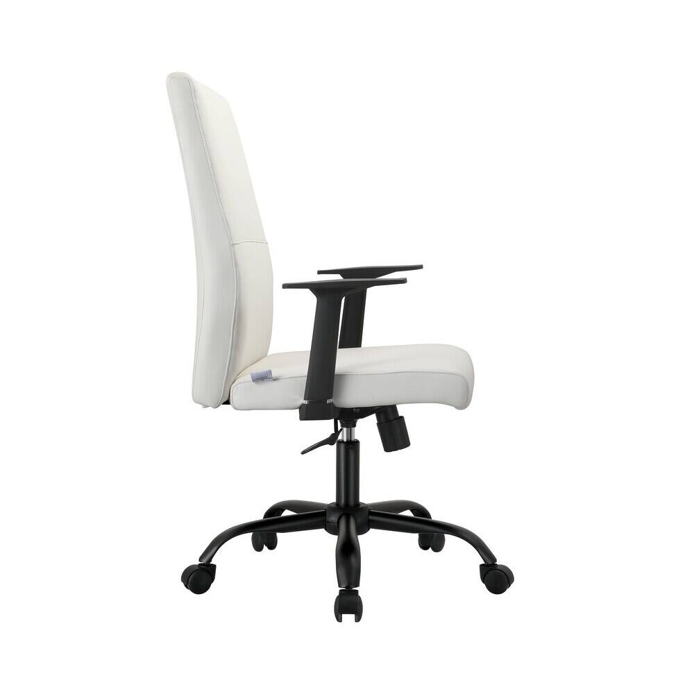 Alt View 1. LeisureMod - Evander Leather Office Chair Aluminum Frame with Adjustable Height, Swivel, Ergonomic Desk Chair - White.