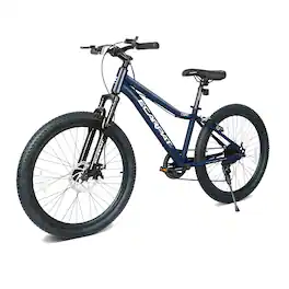 Anysun - 24" Youth Mountain Bike - 7 Speeds, Front Suspension, Steel Frame, Alloy Rims & Disc Brakes for Boys & Girls - Blue