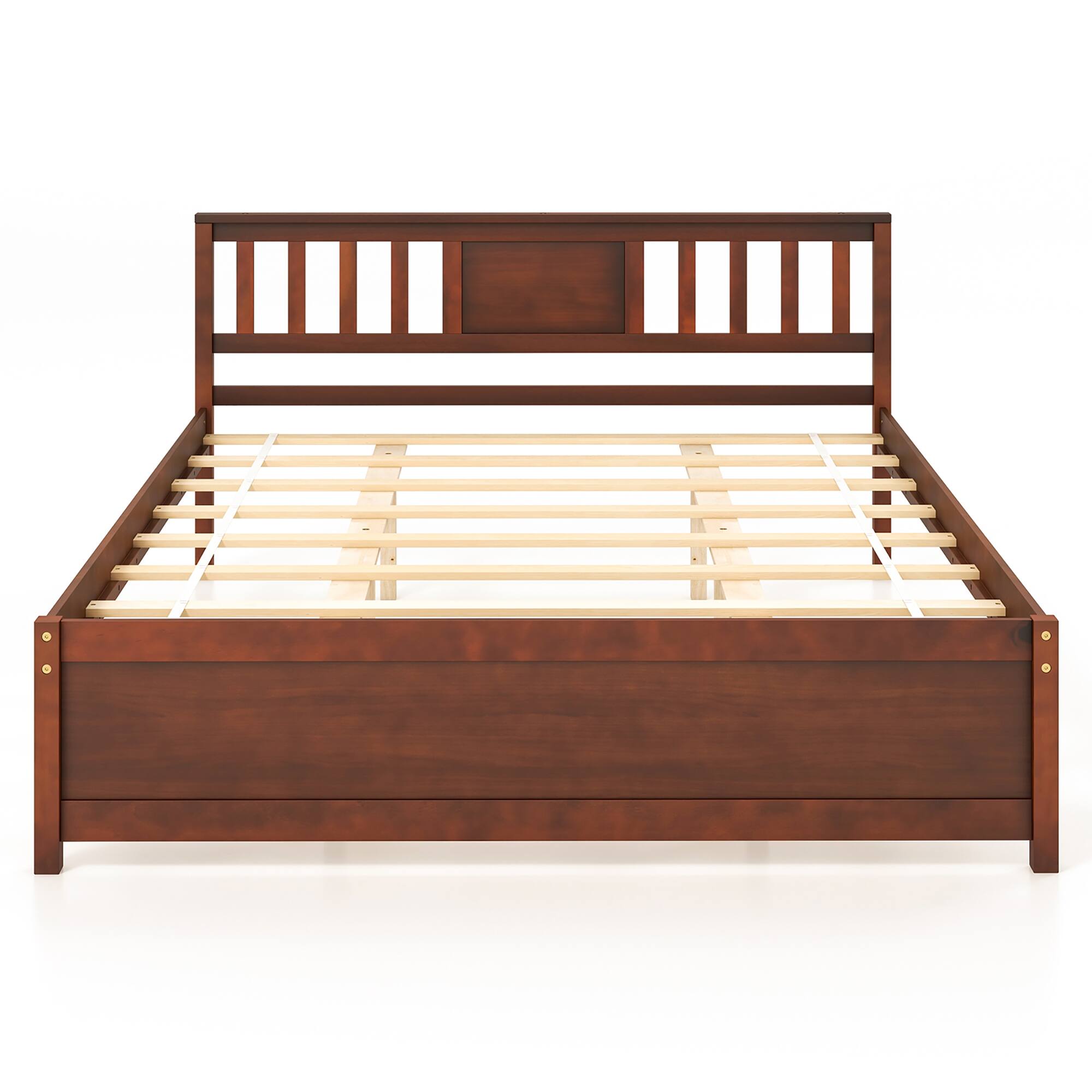 Alt View 1. Gymax - Gymax Queen Size Bed Frame w/ Headboard Wood Slat Support No Box Spring Needed - Walnut.