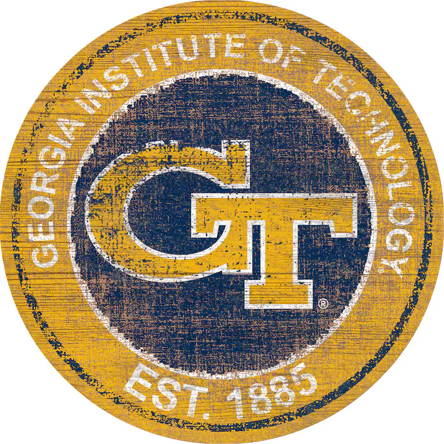 Georgia Tech Graphics Fan Creations Georgia Tech Yellow Jackets 24'' Round Heritage Logo Sign ...