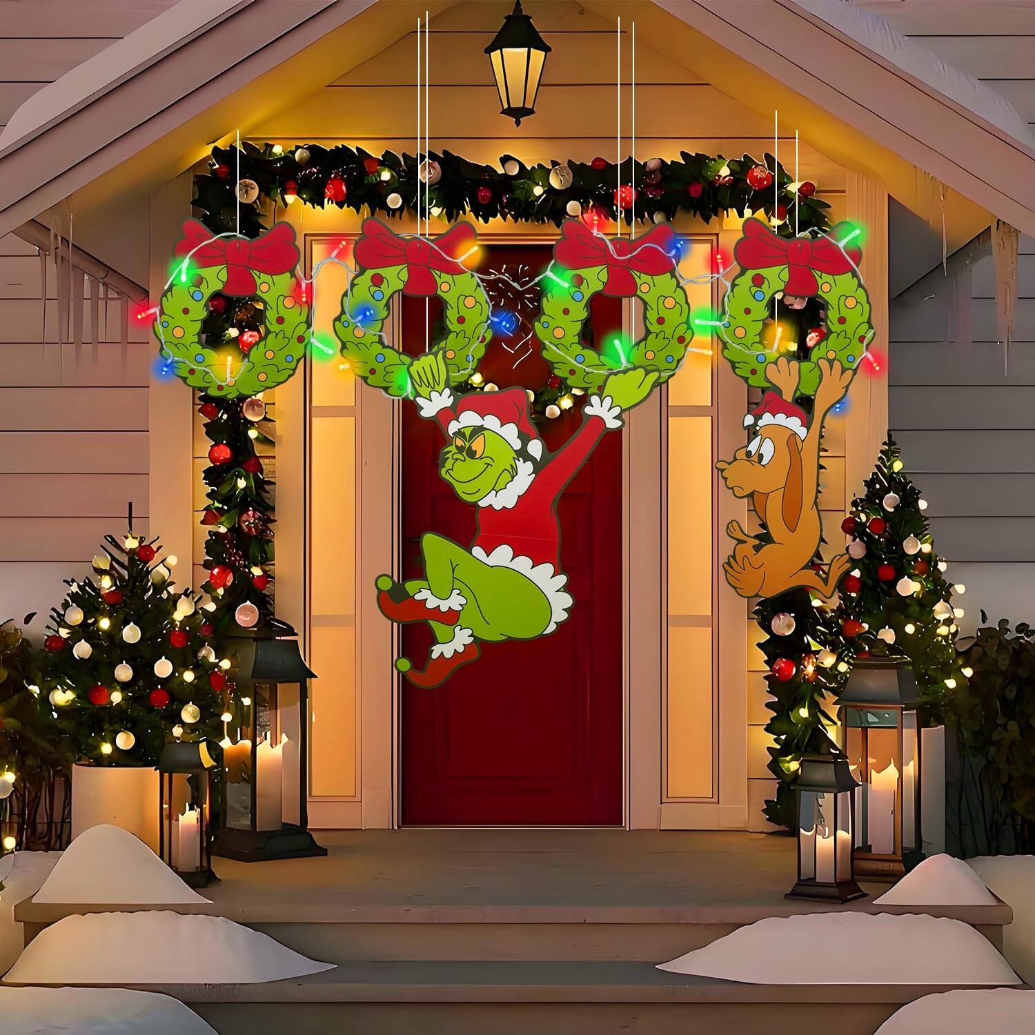 Alt View 2. NICHOLAS KLEIN - Outdoor Christmas Fence Decorations Light Up Peeker Signs Decor With Led String Lights For Yard - Default.