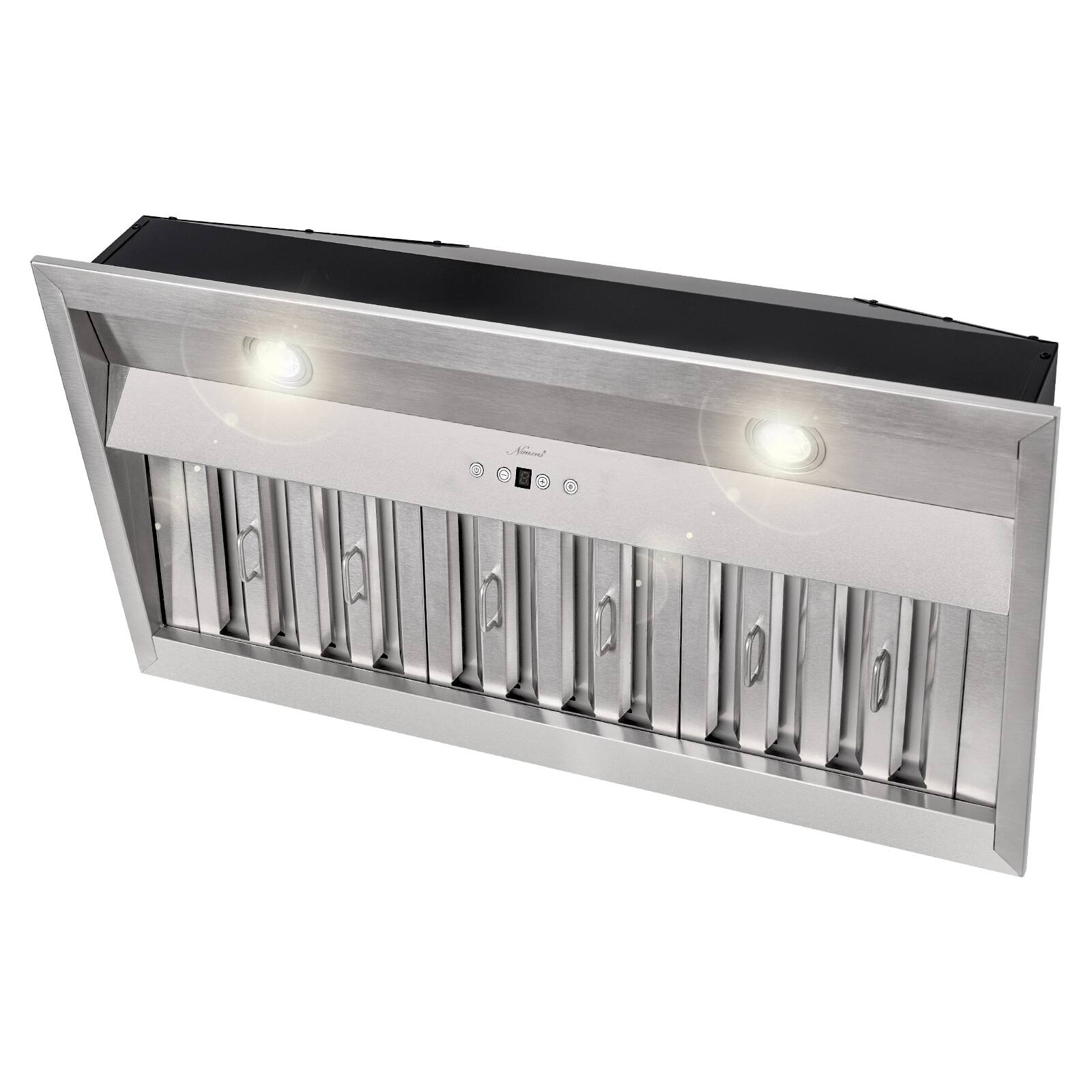 Left. Akicon - Akicon 36 inch Ducted 600-CFM Stainless steel Range Hood Insert - Stainless steel.