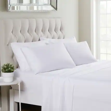 Front. Sweet Home Collection - Deluxe Microfiber Sheet Set with Bonus Pillowcases, Ultra Soft 1500 Series, King - White.