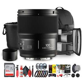 Bundle - Panasonic - Lumix S 100mm f/2.8 Macro Lens | L-Mount, Weather-Sealed - - Black