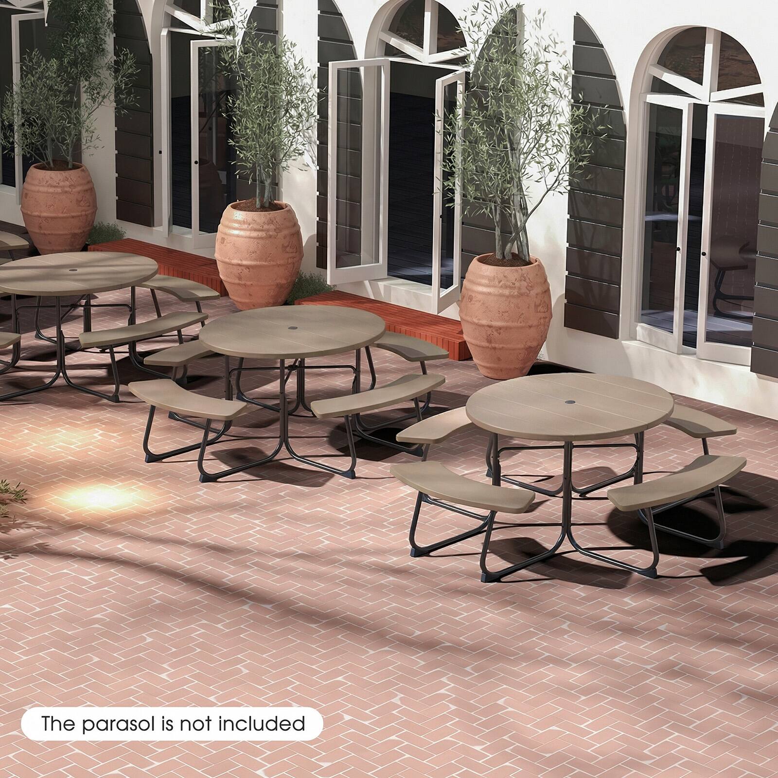 The parasol is not included