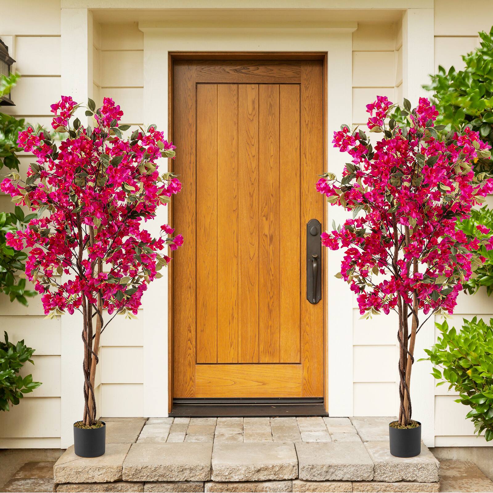 Alt View 8. Gymax - Gymax 6 FT Artificial Bougainvillea Tree Tall Faux Pre-potted Tree w/ 910 Flowers - Red.