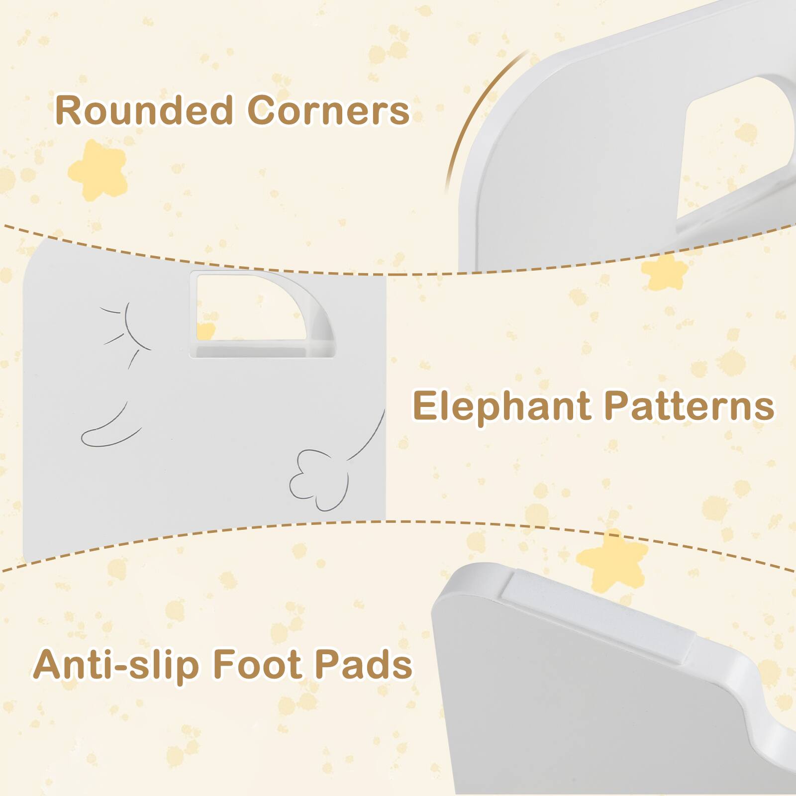 Rounded Corners Elephant Patterns Anti-slip Foot Pads